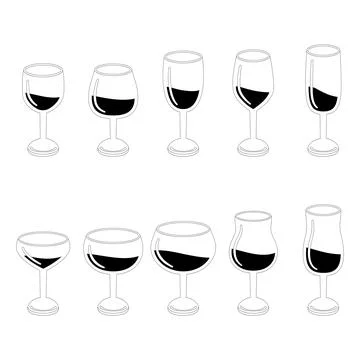 Drinking glasses line ver2 Stock Illustration