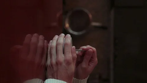 Drinking hot beverage Stock Footage 80792669