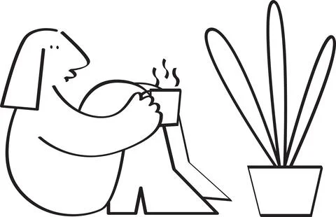 Drinking Hot Coffee Illustration Stock Illustration