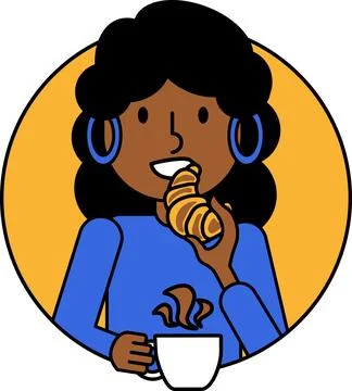 Drinking Hot Coffee Lady Stock Illustration