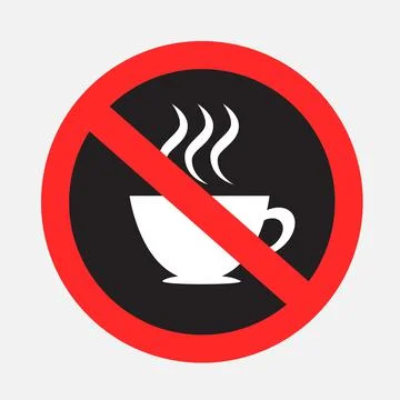 Drinking hot drinks is prohibited dark sign Stock Illustration