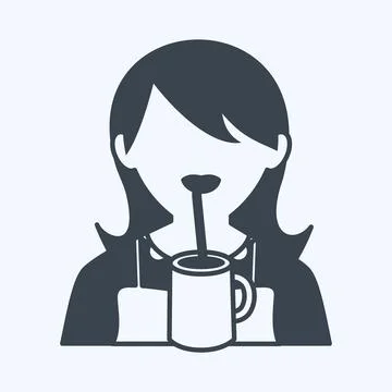 Drinking Icon in trendy glyph style isolated on soft blue background Stock Illustration