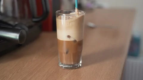Drinking instant coffee from a glass Stock Footage 139093255