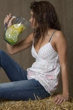 Drinking for the jug Foto stock