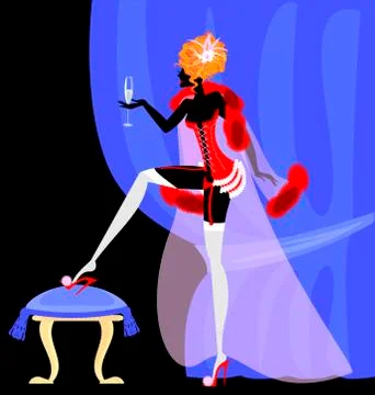 Drinking lady in the corset Stock Illustration