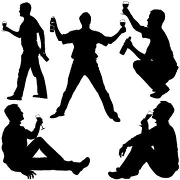 Drinking Man Silhouettes Stock Illustration
