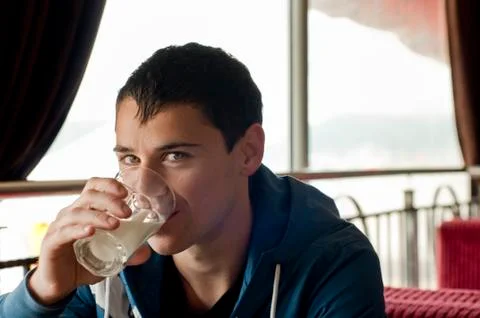 Drinking milk Foto stock