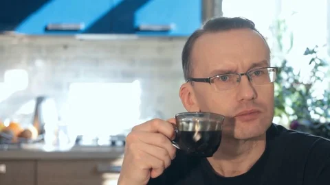 Drinking Morning Coffee Stock Footage 73484013