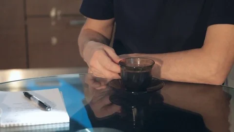 Drinking Morning Coffee Stock Footage 73486585