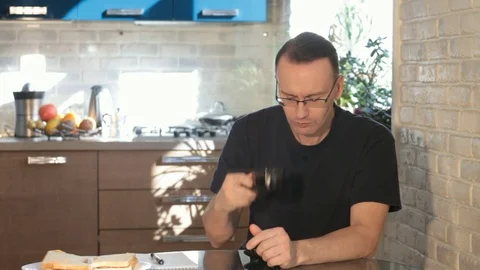 Drinking Morning Coffee Stock Footage 73487248