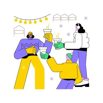 Drinking mulled wine isolated cartoon vector illustrations. Illustrazione stock