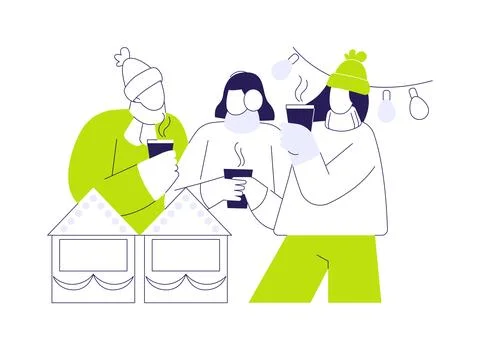 Drinking mulled wine isolated cartoon vector illustrations. Stock Illustration