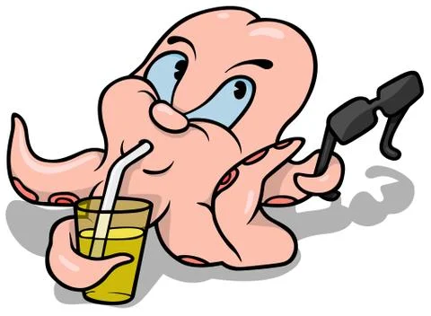 Drinking Octopus Stock Illustration