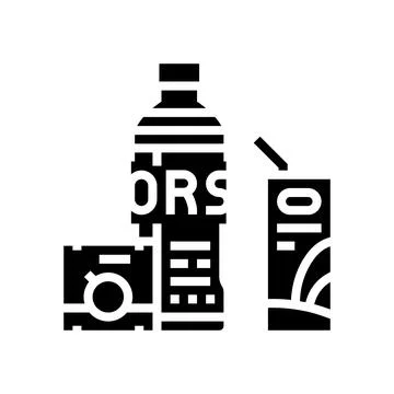 Drinking oral rehydration solution glyph icon vector illustration Stockillustratie