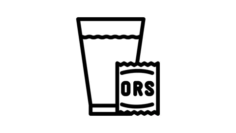 Drinking oral rehydration solution line icon animation Video stock 326749226