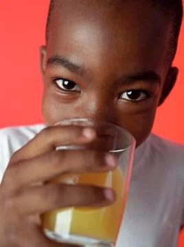 Drinking orange juice 스톡 사진