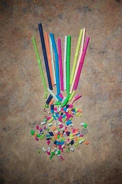 Drinking plastic straws Stock Photos