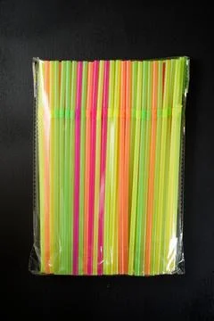 Drinking plastic straws Stock Photos