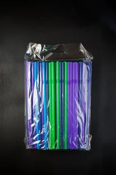 Drinking plastic straws Stock Photos
