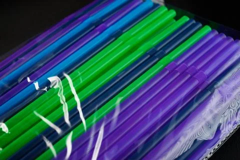 Drinking plastic straws Stock Photos