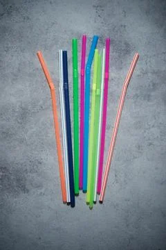 Drinking plastic straws Stock Photos
