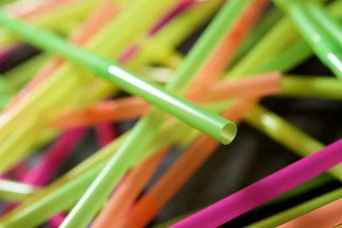 Drinking plastic straws 스톡 사진
