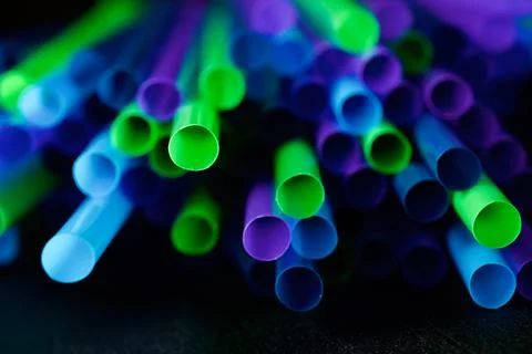 Drinking plastic straws 스톡 사진