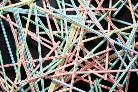 Drinking plastic straws Stockfoto's