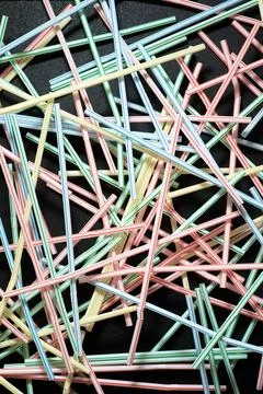 Drinking plastic straws Stockfoto's