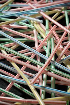 Drinking plastic straws Stockfoto's
