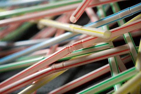 Drinking plastic straws Stockfoto's