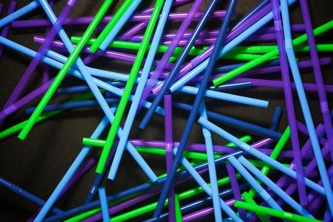 Drinking plastic straws Stockfoto's