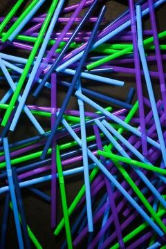 Drinking plastic straws Stockfoto's