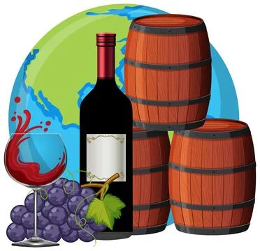 Drinking red wine concept vector Illustrazione stock