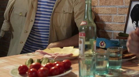 Drinking russian vodka Video stock 46347791