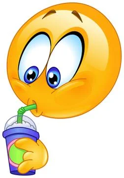 Drinking soda emoticon Stock Illustration