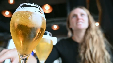 Drinking some beer with my girlfriend Stock Footage 120141145