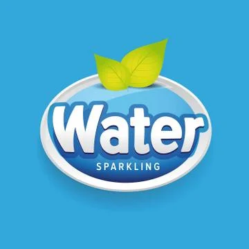 Drinking sparkling water label vector blue Stock Illustration