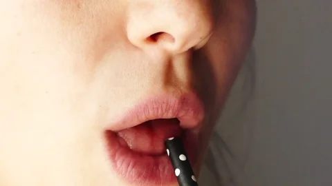 Drinking with straw Stock Footage 78394985