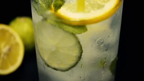 Drinking straw in a glass super slow mo Stock Footage 72946386