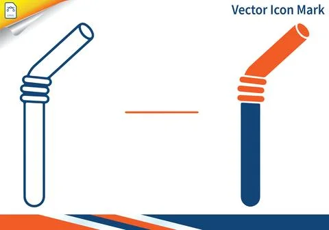 Drinking straw outline and colored icon vector. Stock-Illustration