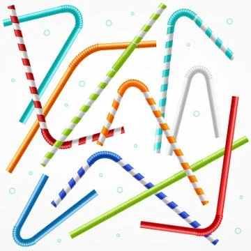 Drinking Straws Background. Vector Illustrazione stock