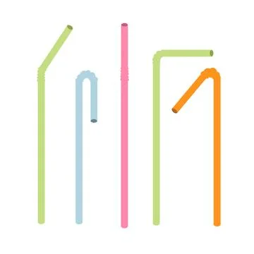 Drinking straws cartoon collection Stock Illustration