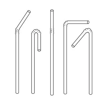 Drinking straws cartoon collection Stock Illustration