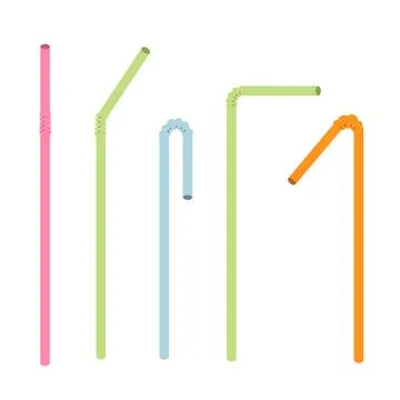 Drinking straws cartoon collection Stock Illustration