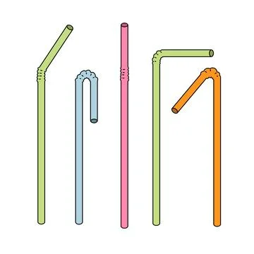 Drinking straws cartoon collection Stock Illustration