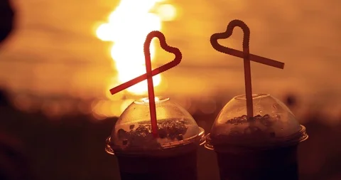 Drinking Straws ,Drinking Straws that are symbolic, heart-shaped, Stock Footage 117454541