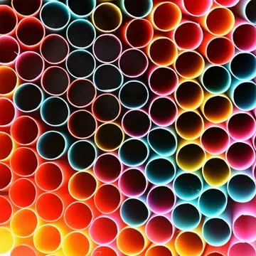 Drinking straws. Macro abstract image with beautiful multi-colored background 스톡 사진