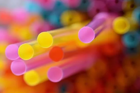 Drinking straws. Macro abstract image with beautiful multi-colored background Foto stock