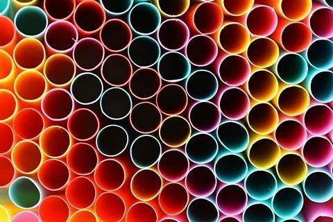 Drinking straws. Macro abstract image with beautiful multi-colored background Stock Photos